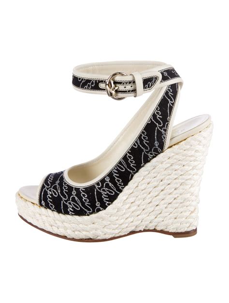 gucci wedge sandle shoe with pearl aroung edge of shoe|gucci wedge price.